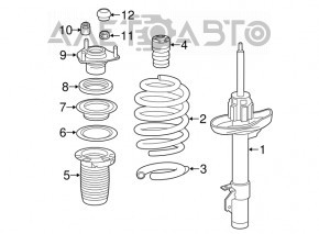 Стойка амортизатора в сборе передняя правая Acura MDX 14-20 FWD