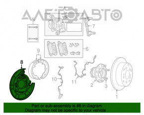 Capacul discului de frână spate stânga Jeep Compass 11-16 cu diametrul de 262 mm