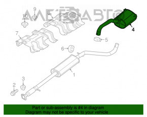 Silentioză spate cu tanc pentru Fiat 500 12-17 cu capăt de crom