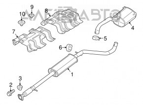 Silentioză spate cu tanc pentru Fiat 500 12-17 cu capăt de crom