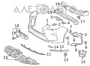 Bara fata goala Lexus RX350 RX450h 16-19 pentru senzori parcare nou original OEM