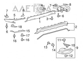 Губа заднего бампера левая Lexus RX350 16-19 OEM