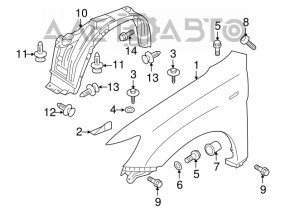 Aripa din față stânga Mitsubishi Outlander Sport ASX 10-15 albastră D17A, plastic