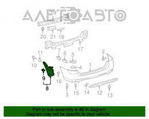 Garnitură de etanșare pentru bara spate dreapta Toyota Highlander 08-10