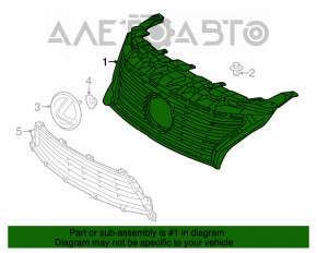 Grila radiatorului Lexus ES300h ES350 13-15 pre-restilizare, cu emblema, cu o crapatura la fixare.