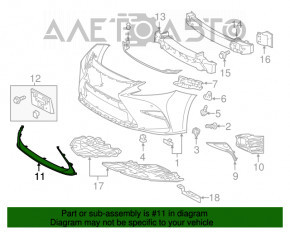 Grila de protecție a barei față de jos Lexus ES300h 16-18 restilizat crom nou original