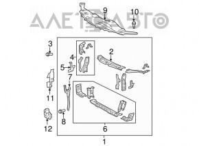 Televizorul panoului radiatorului asamblat pentru Toyota Camry v40 fără bara de blocare a capotei.