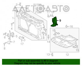 Дефлектор радиатора левый Mazda3 MPS 09-13 новый TYC Тайвань