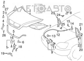 Buclele capotei dreapta pentru Lexus RX300 98-03, noi, originale OEM