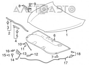 Suportul de fixare a barei de sprijin a capotei Toyota Highlander 14-19 s-a rupt