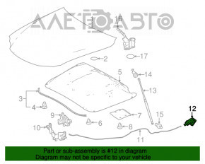 Ручка открывания замка капота салонная Lexus ES300h ES350 13-18 черн, затерта