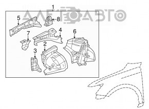 Partea din față dreapta a un sfert de Lexus CT200h 11-17, argintiu cu stâlp central