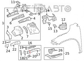 Protecția arcului motorului dreapta pentru Lexus RX350 RX450h 16-22