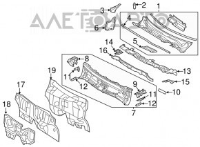 Garnitura grilei ștergătoarelor dreapta Toyota Rav4 13-18 nouă OEM originală