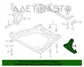 Maneta inferioară frontală stângă Nissan Leaf 11-17 nouă OEM originală