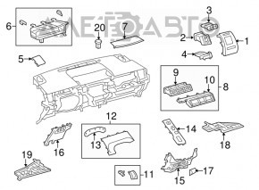 Conducta de aer dreapta cu suport pentru pahar pentru Toyota Prius V 12-17, gri inchis, zgarieturi, uzura