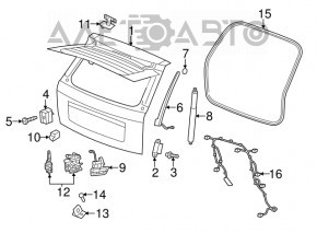 Buclele ușii portbagajului dreapta pentru Jeep Grand Cherokee WK2 11-13