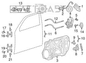 Buclele ușii inferioare din spate stânga Jeep Grand Cherokee WK2 11-21