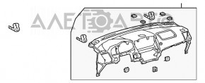 Panoul frontal al torpilei fără AIRBAG pentru Lexus RX400h 06-09, negru, cu fisuri.