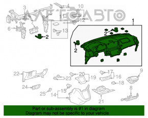 Торпедо передняя панель без AIRBAG Lexus RX400h 06-09 черная, трещины, без центральных воздуховодов