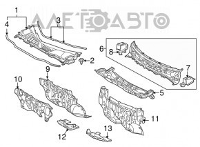 Grila stergatoarelor din plastic pentru Lexus RX350 RX450h 10-15 are fixările rupte.