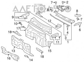 Grila stergatoarelor din plastic stanga pentru Lexus LS460 LS600h 07-12, suportul este rupt