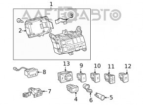 Controlul climatizării pentru rândul din spate al Toyota Sequoia 08-16 are o fisură.