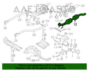 Traseul de evacuare intermediar pentru VW Passat b7 12-15 SUA motor diesel.