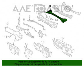 Grila stergatoarelor din plastic stanga VW Passat b8 16-19 SUA nou OEM original