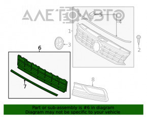 Grila centrală a bara de protecție față VW Passat b8 16-19 SUA, nouă, originală OEM