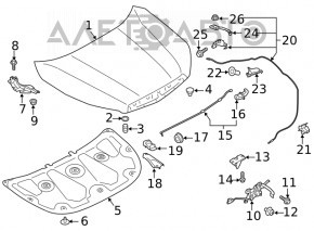 Suportul de capotă pentru Subaru Forester 19- SK, nou, original OEM