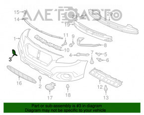 Capacul de tractare a cârligului de remorcare pentru bara de protecție față a Subaru Outback 15-17 pre-restilizare.