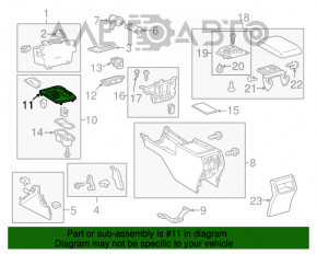 Capacul consolei centrale cu suporturi pentru pahare Toyota Camry v50 12-14 SUA negru.