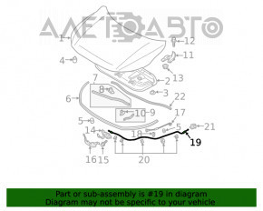 Cablu de deschidere a capotei pentru Mitsubishi Eclipse Cross 18-