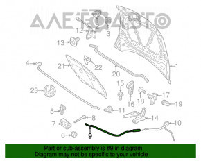 Cablu deschidere capota VW Beetle 12-19 partea din fata