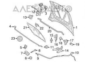 Cablu deschidere capota VW Beetle 12-19 partea din fata