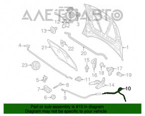 Cablu de deschidere a capotei VW Beetle 12-19 partea din spate