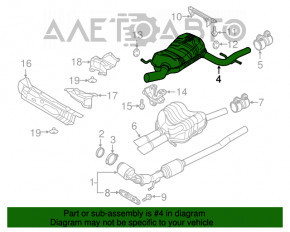 Silencer spate cu tanc pentru VW Jetta 11-18 USA 2.0 TDI este zdrobit.