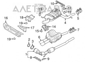 Silencer spate cu tanc pentru VW Jetta 11-18 USA 2.0 TDI este zdrobit.