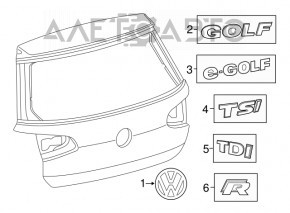 Emblema TSI pentru portiera portbagajului VW Golf 15-