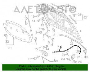 Cablu de deschidere a capotei din spate a VW Golf 15-