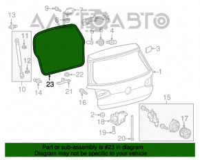 Garnitura de cauciuc pentru ușa portbagajului VW Golf 15- nouă, originală OEM