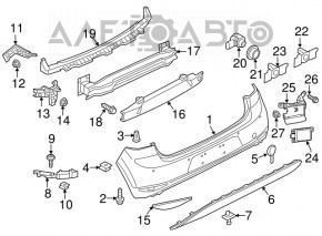 Suportul pentru bara spate, dreapta, sus, VW Golf 15-17