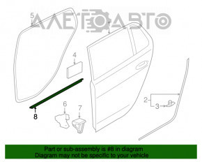 Moldură ușă-sticlă spate centrală stânga VW Golf 15- 5d