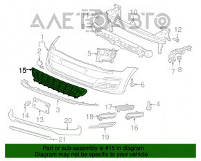 Grila inferioară a bara față VW Golf 15-17 cu crom