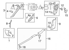 Capacul suportului frontal stânga superior VW Golf 15- gri