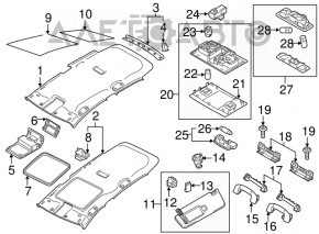 Накладка потолка задняя VW Golf 15- серый