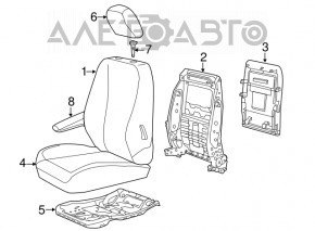 Scaun pasager Dodge Grand Caravan 11-20, material textil, negru, reglabil mecanic, fără airbag