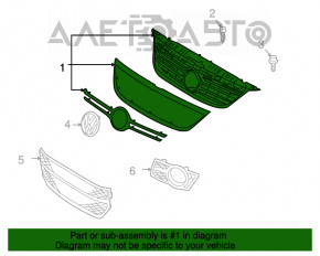 Решетка радиатора grill в сборе VW Tiguan 09-11 дорест