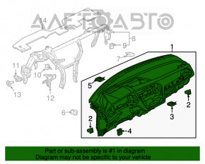 Panoul frontal al bordului fără AIRBAG VW Tiguan 18 - negru, fără canale de aer, fără ornamente laterale, zgârieturi